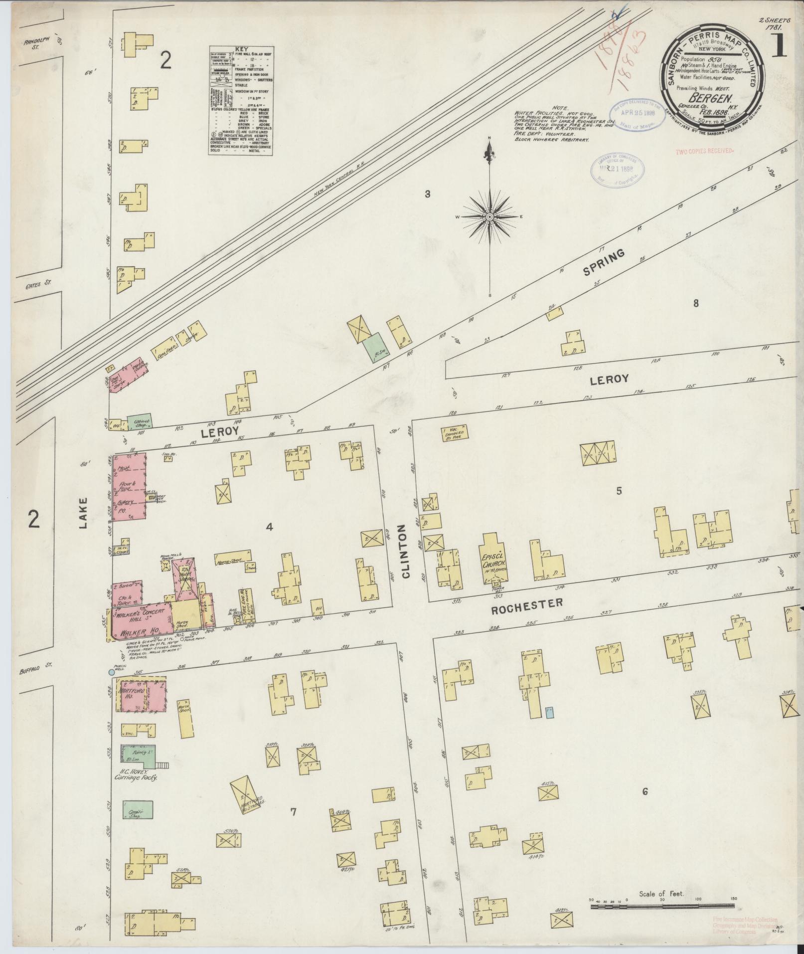 Sanborn Fire Insurance Map from Bergen, Genesee County, New York. (1898) – Historic Sanborn Fire Insurance Map Print