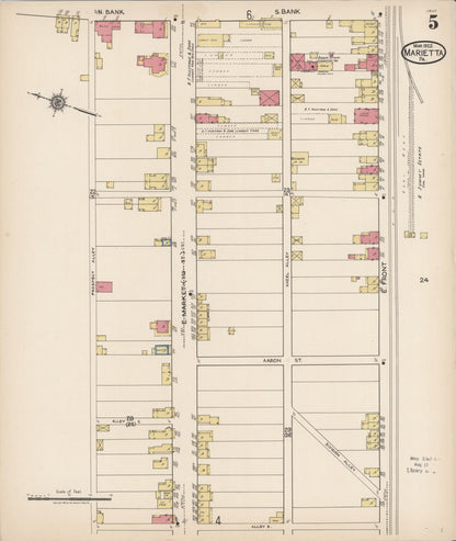 Sanborn Fire Insurance Map from Marietta, Lancaster County, Pennsylvania (1922), Sheet #0005 - Historic Sanborn Fire Insurance Map Print, vintage old map wall art, antique decor, genealogy gift, Pennsylvania Pennsylvania map