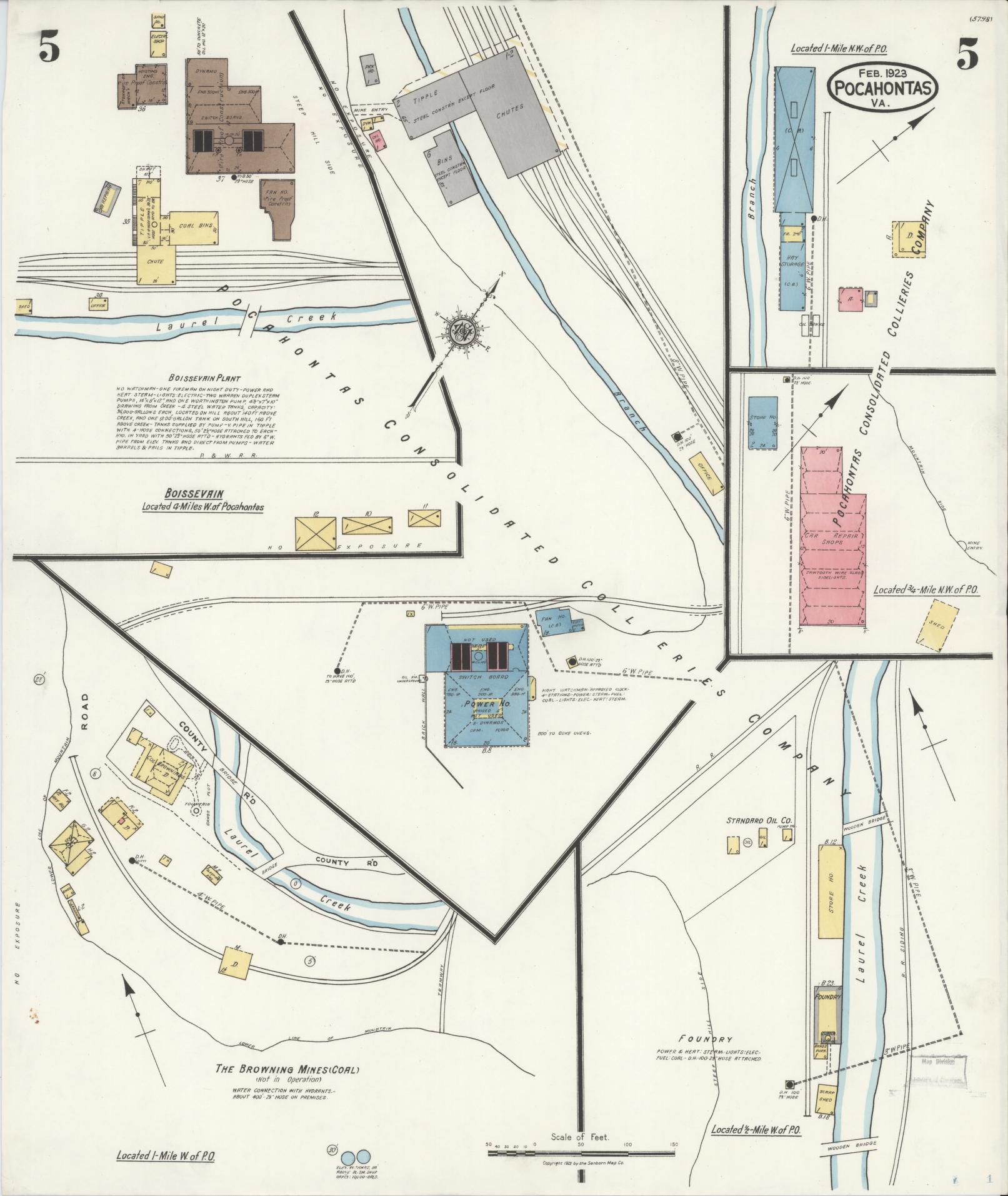 Sanborn Fire Insurance Map from Pocahontas, Tazewell County, Virginia (1923), Sheet #0005 - Complete Map Set gallery image, historic Sanborn map, vintage wall art, Virginia Virginia