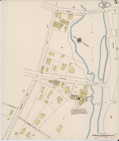 Sanborn Fire Insurance Map from Hilo, Hawaii County, Hawaii (1921), Sheet #0005 - Historic Sanborn Fire Insurance Map Print, vintage old map wall art