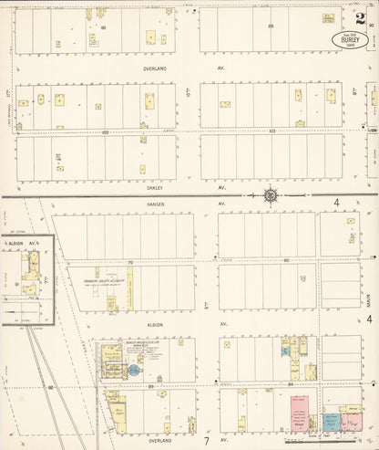 Sanborn Fire Insurance Map from Burley, Cassia County, Idaho (1915), Sheet #0002 - Complete Map Set gallery image, historic Sanborn map, vintage wall art, Idaho Idaho
