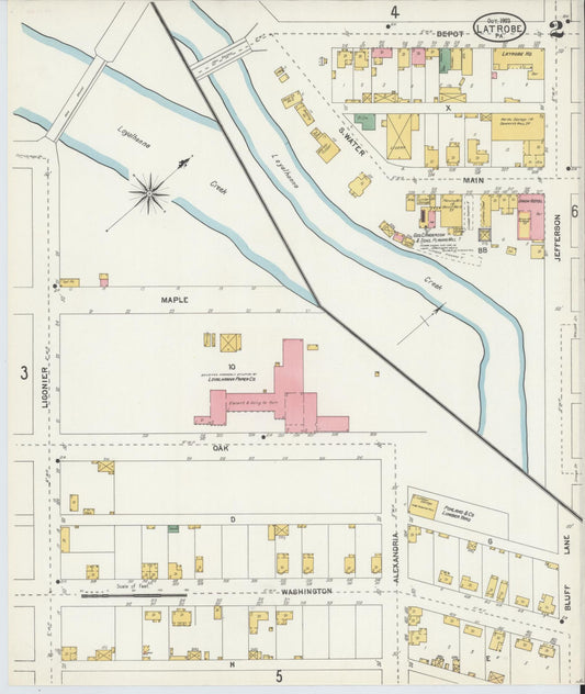 Sanborn Fire Insurance Map from Latrobe, Westmoreland County, Pennsylvania (1903), Sheet #0002 - Historic Sanborn Fire Insurance Map Print, vintage old map wall art, antique decor, genealogy gift, Pennsylvania Pennsylvania map
