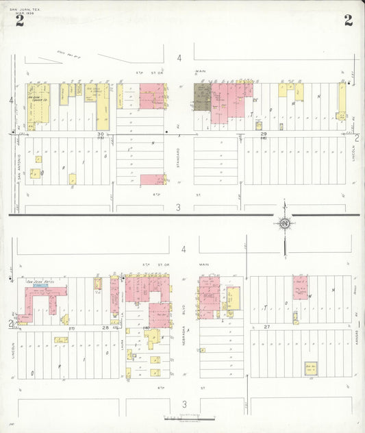 Sanborn Fire Insurance Map from San Juan, Hidalgo County, Texas (1938), Sheet #0002 - Historic Sanborn Fire Insurance Map Print, vintage old map wall art, antique decor, genealogy gift, Texas Texas map