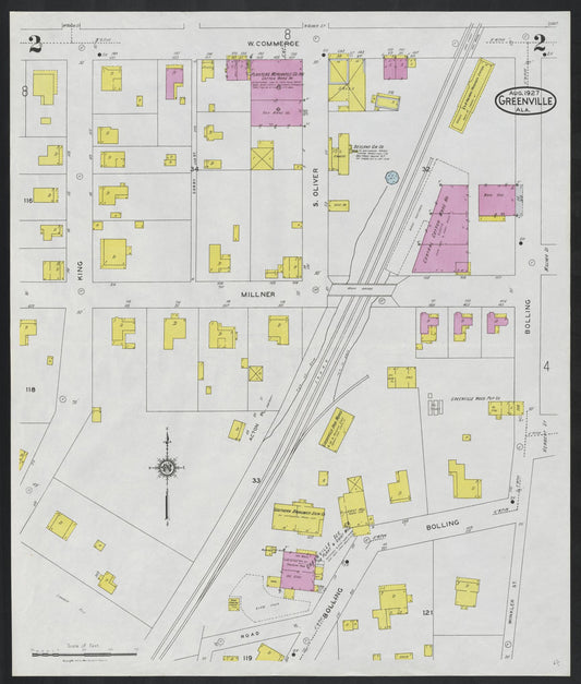 Sanborn Fire Insurance Map from Greenville, Butler County, Alabama (1927), Sheet #0002 - Historic Sanborn Fire Insurance Map Print, vintage old map wall art, antique decor, genealogy gift, Alabama Alabama map