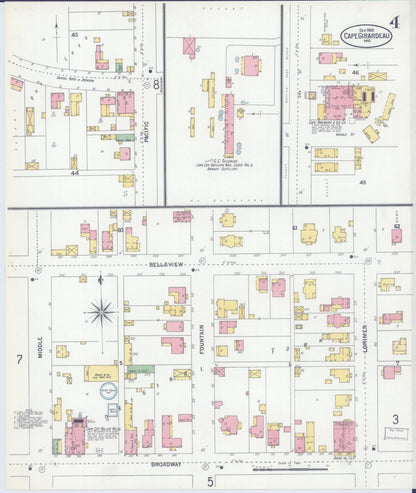 Sanborn Fire Insurance Map from Cape Girardeau, Cape Girardeau County, Missouri (1900), Sheet #0004 - Complete Map Set gallery image, historic Sanborn map, vintage wall art, Missouri Missouri