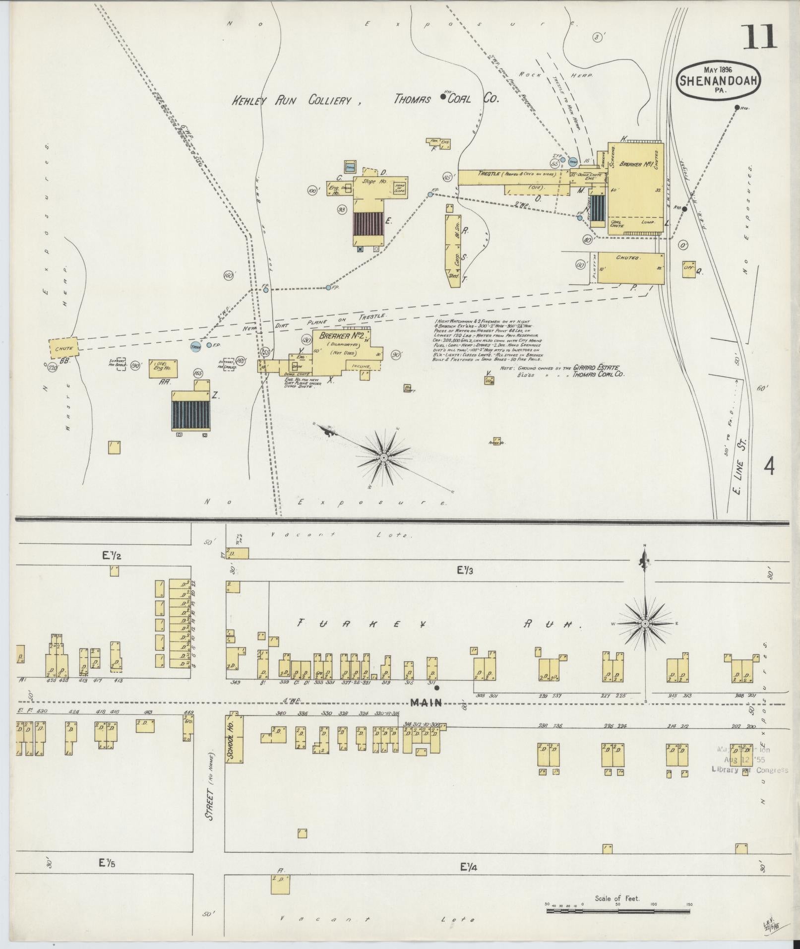 Sanborn Fire Insurance Map from Shenandoah, Schuylkill County, Pennsylvania (1896), Sheet #0011 - Complete Map Set gallery image, historic Sanborn map, vintage wall art, Pennsylvania Pennsylvania