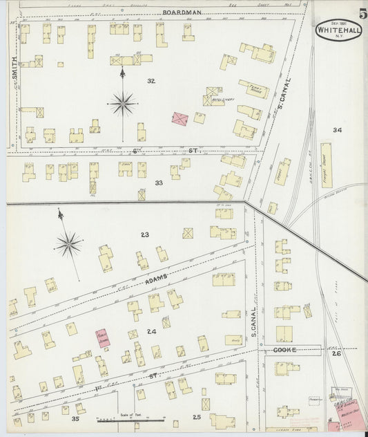 Sanborn Fire Insurance Map from Whitehall, Washington County, New York (1891), Sheet #0005 - Historic Sanborn Fire Insurance Map Print, vintage old map wall art, antique decor, genealogy gift, New York New York map