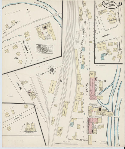 Sanborn Fire Insurance Map from Danbury, Fairfield County, Connecticut (1884), Sheet #0009 - Complete Map Set gallery image, historic Sanborn map, vintage wall art, Connecticut Connecticut