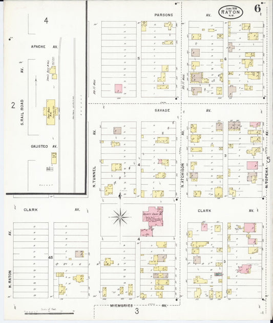 Sanborn Fire Insurance Map from Raton, Colfax County, New Mexico (1898), Sheet #0006 - Historic Sanborn Fire Insurance Map Print, vintage old map wall art, antique decor, genealogy gift, New Mexico New Mexico map