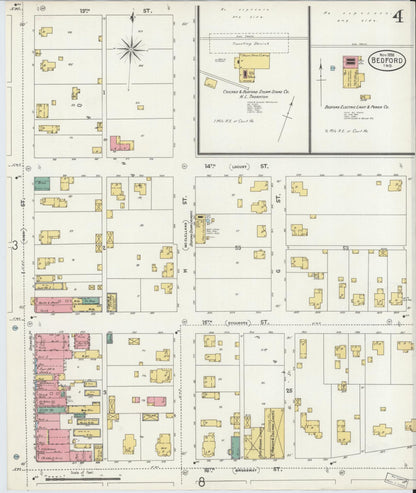 Sanborn Fire Insurance Map from Bedford, Lawrence County, Indiana (1898), Sheet #0004 - Complete Map Set gallery image, historic Sanborn map, vintage wall art, Indiana Indiana