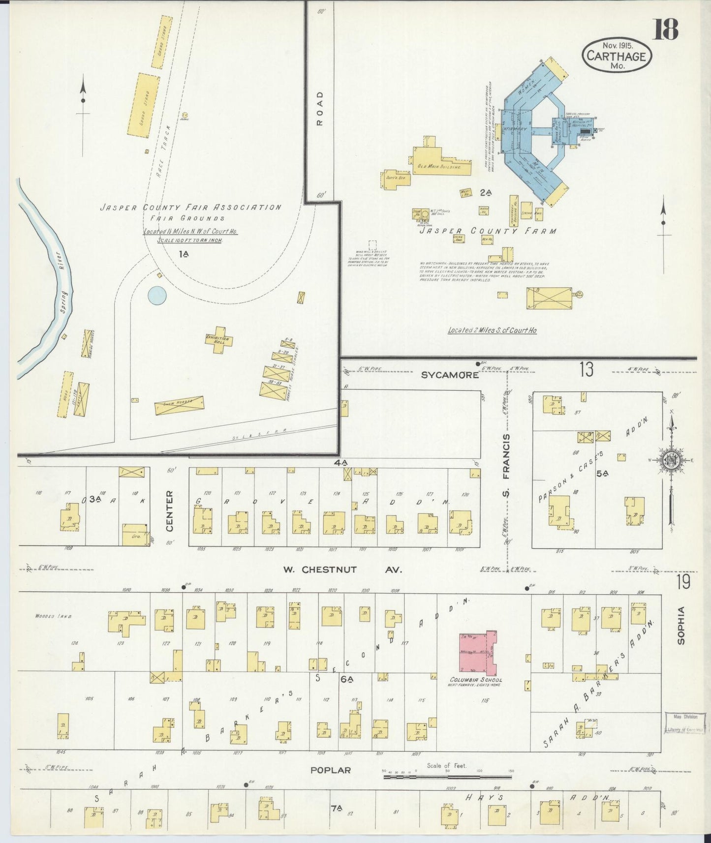 Sanborn Fire Insurance Map from Carthage, Jasper County, Missouri (1915), Sheet #0018 - Complete Map Set gallery image, historic Sanborn map, vintage wall art, Missouri Missouri