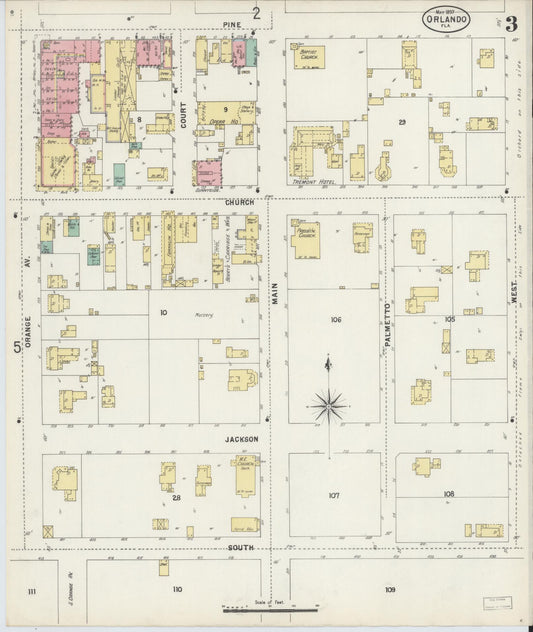 Sanborn Fire Insurance Map from Orlando, Orange County, Florida (1897), Sheet #0003 - Historic Sanborn Fire Insurance Map Print, vintage old map wall art, antique decor, genealogy gift, Florida Florida map