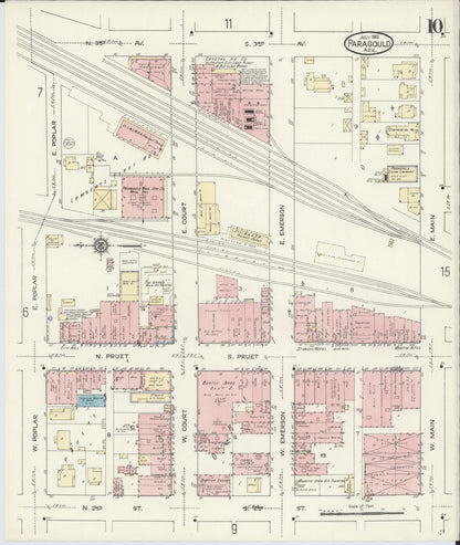 Sanborn Fire Insurance Map from Paragould, Greene County, Arkansas (1914), Sheet #0010 - Complete Map Set gallery image, historic Sanborn map, vintage wall art, Arkansas Arkansas