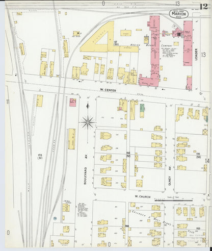 Sanborn Fire Insurance Map from Marion, Marion County, Ohio (1900), Sheet #0012 - Historic Sanborn Fire Insurance Map Print, vintage old map wall art, antique decor, genealogy gift, Ohio Ohio map