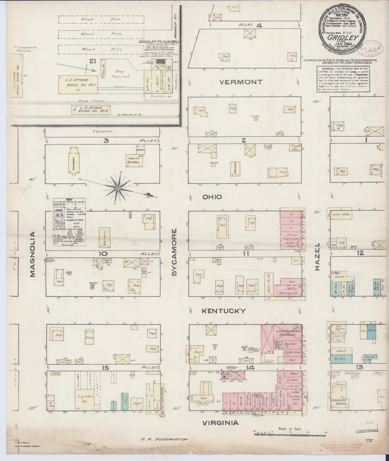 Sanborn Fire Insurance Map from Gridley, Butte County, California. (1884) – Historic Sanborn Fire Insurance Map Print