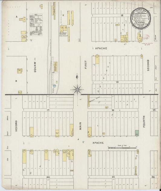 Sanborn Fire Insurance Map from Terral, Jefferson County, Oklahoma (1894), Sheet #0001 - Historic Sanborn Fire Insurance Map Print, vintage old map wall art, antique decor, genealogy gift, Oklahoma Oklahoma map