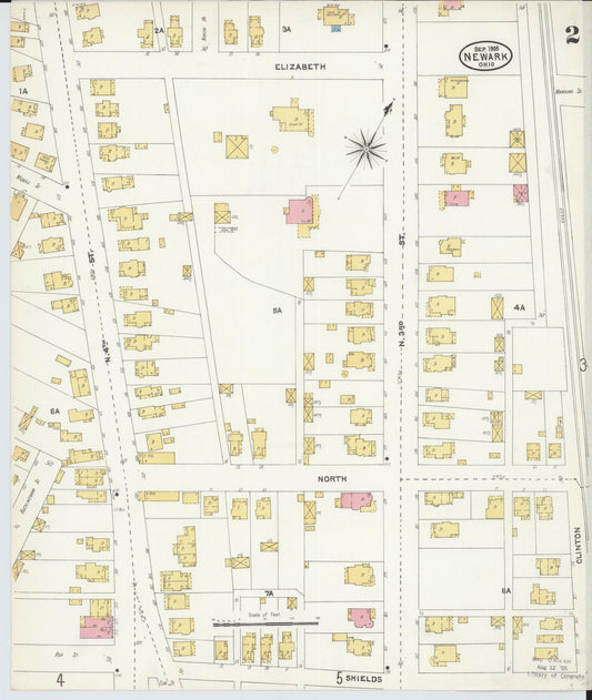 Sanborn Fire Insurance Map from Newark, Licking County, Ohio (1905), Sheet #0002 - Historic Sanborn Fire Insurance Map Print, vintage old map wall art, antique decor, genealogy gift, Ohio Ohio map