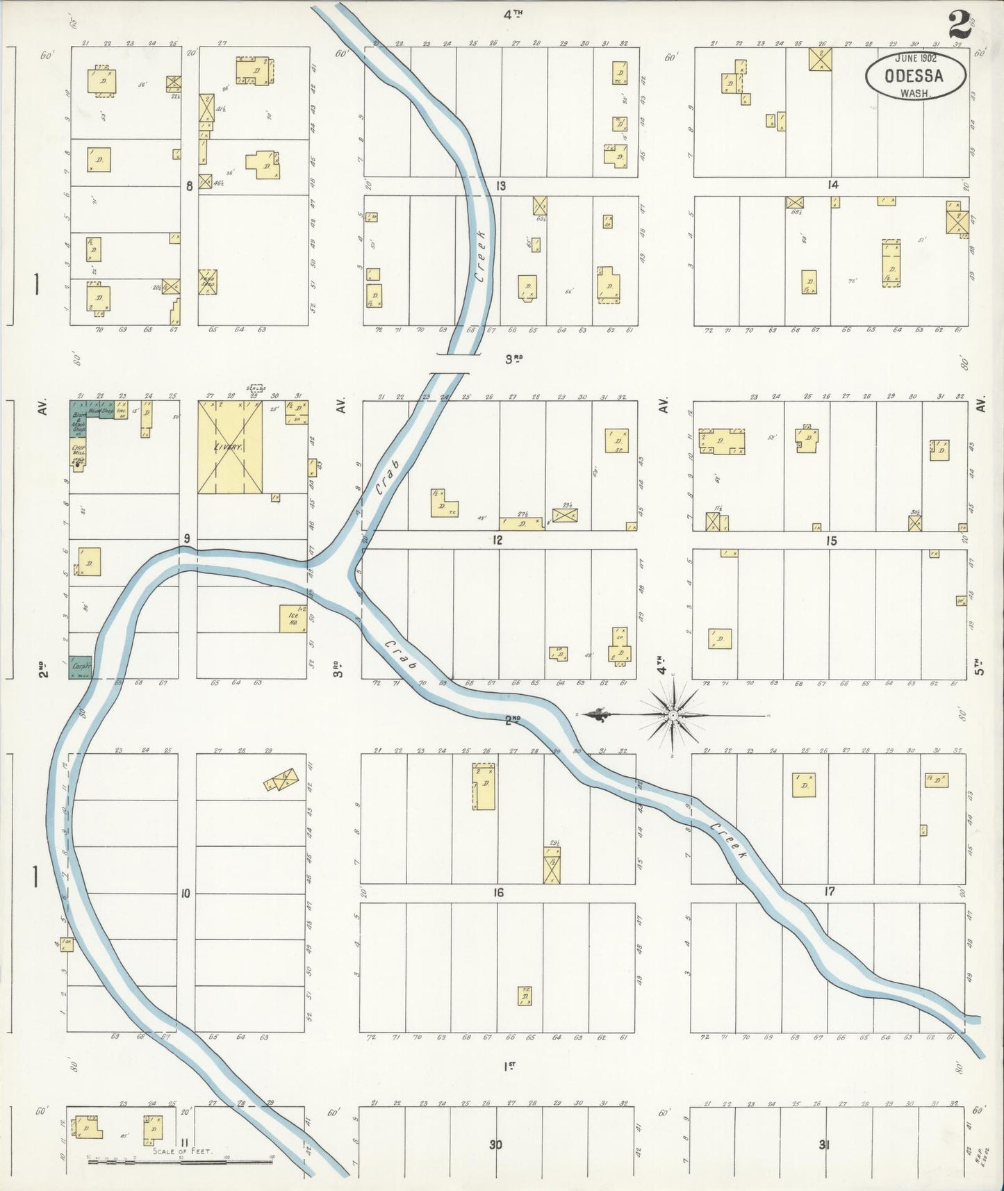 Sanborn Fire Insurance Map from Odessa, Lincoln County, Washington (1902), Sheet #0002 - Complete Map Set gallery image, historic Sanborn map, vintage wall art, Washington Washington