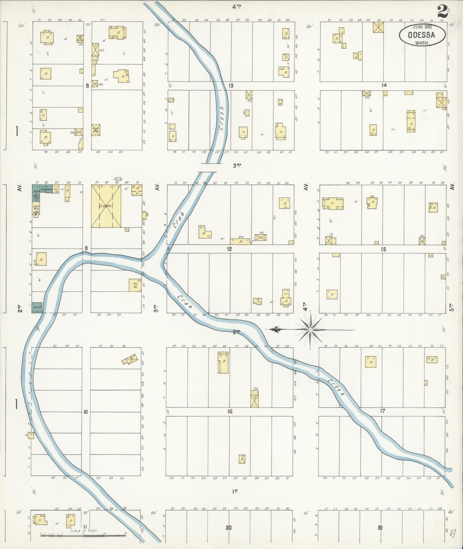 Sanborn Fire Insurance Map from Odessa, Lincoln County, Washington (1902), Sheet #0002 - Complete Map Set gallery image, historic Sanborn map, vintage wall art, Washington Washington