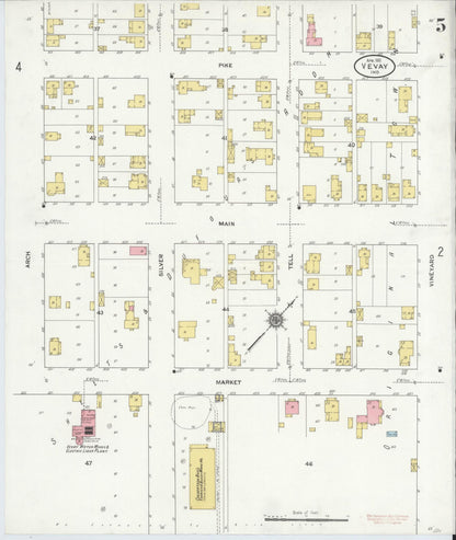 Sanborn Fire Insurance Map from Vevay, Switzerland County, Indiana (1911), Sheet #0005 - Historic Sanborn Fire Insurance Map Print, vintage old map wall art, antique decor, genealogy gift, Indiana Indiana map