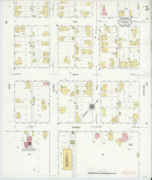 Sanborn Fire Insurance Map from Vevay, Switzerland County, Indiana (1911), Sheet #0005 - Historic Sanborn Fire Insurance Map Print, vintage old map wall art, antique decor, genealogy gift, Indiana Indiana map