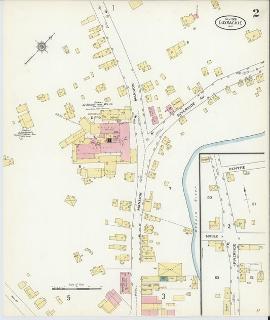Sanborn Fire Insurance Map from Coxsackie, Greene County, New York (1909), Sheet #0002 - Historic Sanborn Fire Insurance Map Print, vintage old map wall art, antique decor, genealogy gift, New York New York map