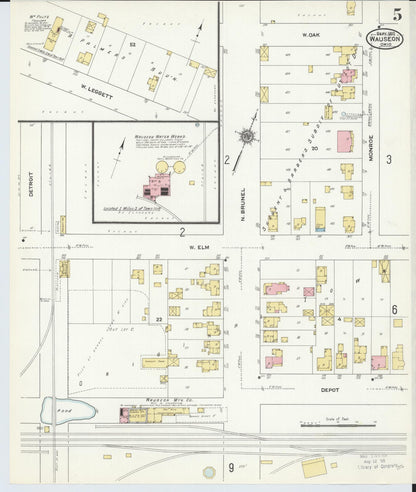 Sanborn Fire Insurance Map from Wauseon, Fulton County, Ohio (1910), Sheet #0005 - Complete Map Set gallery image, historic Sanborn map, vintage wall art, Ohio Ohio