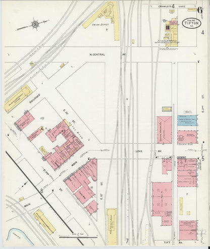 Sanborn Fire Insurance Map from Tifton, Tift County, Georgia (1912), Sheet #0006 - Complete Map Set gallery image, historic Sanborn map, vintage wall art, Georgia Georgia