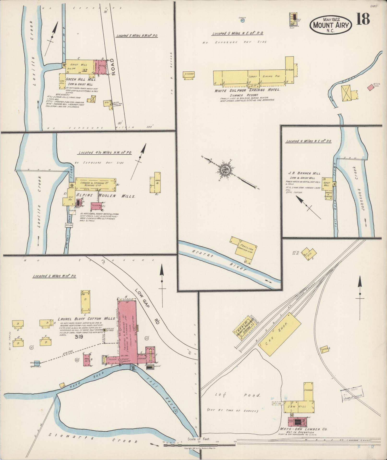 Sanborn Fire Insurance Map from Mount Airy, Surry County, North Carolina (1922), Sheet #0018 - Complete Map Set gallery image, historic Sanborn map, vintage wall art, North Carolina North Carolina