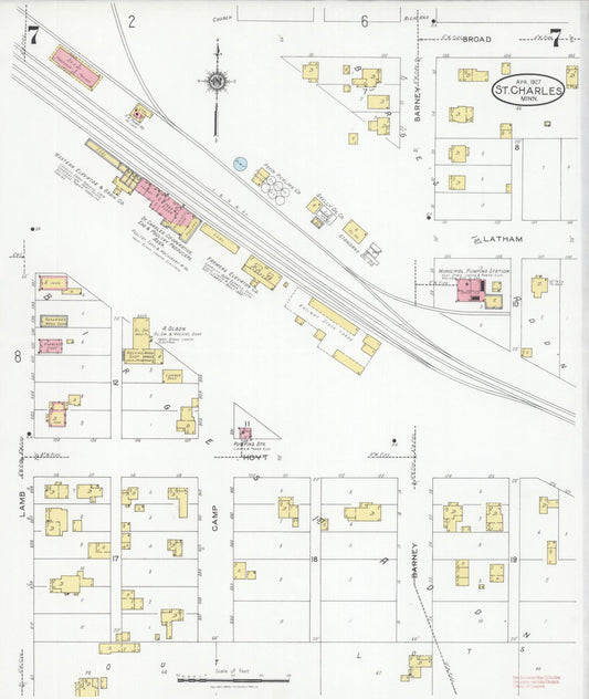 Sanborn Fire Insurance Map from Saint Charles, Winona County, Minnesota (1927), Sheet #0007 - Historic Sanborn Fire Insurance Map Print, vintage old map wall art, antique decor, genealogy gift, Minnesota Minnesota map