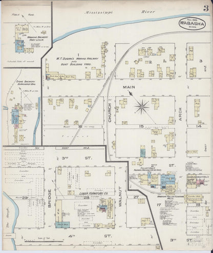 Sanborn Fire Insurance Map from Wabasha, Wabasha County, Minnesota (1885), Sheet #0003 - Complete Map Set gallery image, historic Sanborn map, vintage wall art, Minnesota Minnesota