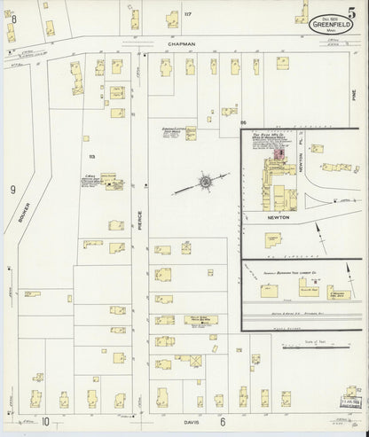 Sanborn Fire Insurance Map from Greenfield, Franklin County, Massachusetts (1909), Sheet #0005 - Complete Map Set gallery image, historic Sanborn map, vintage wall art, Massachusetts Massachusetts