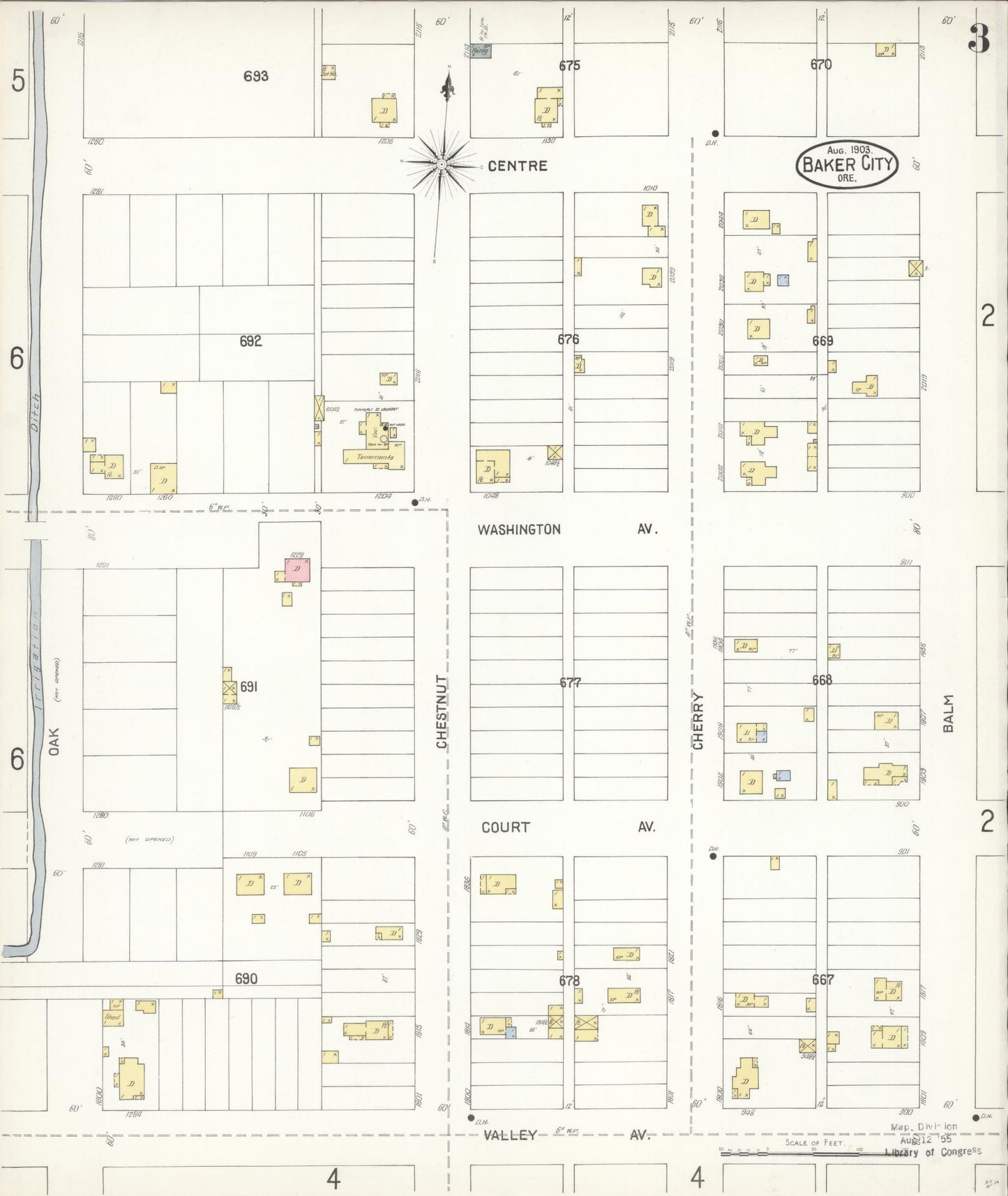 Sanborn Fire Insurance Map from Baker, Baker County, Oregon (1903), Sheet #0003 - Complete Map Set gallery image, historic Sanborn map, vintage wall art, Oregon Oregon