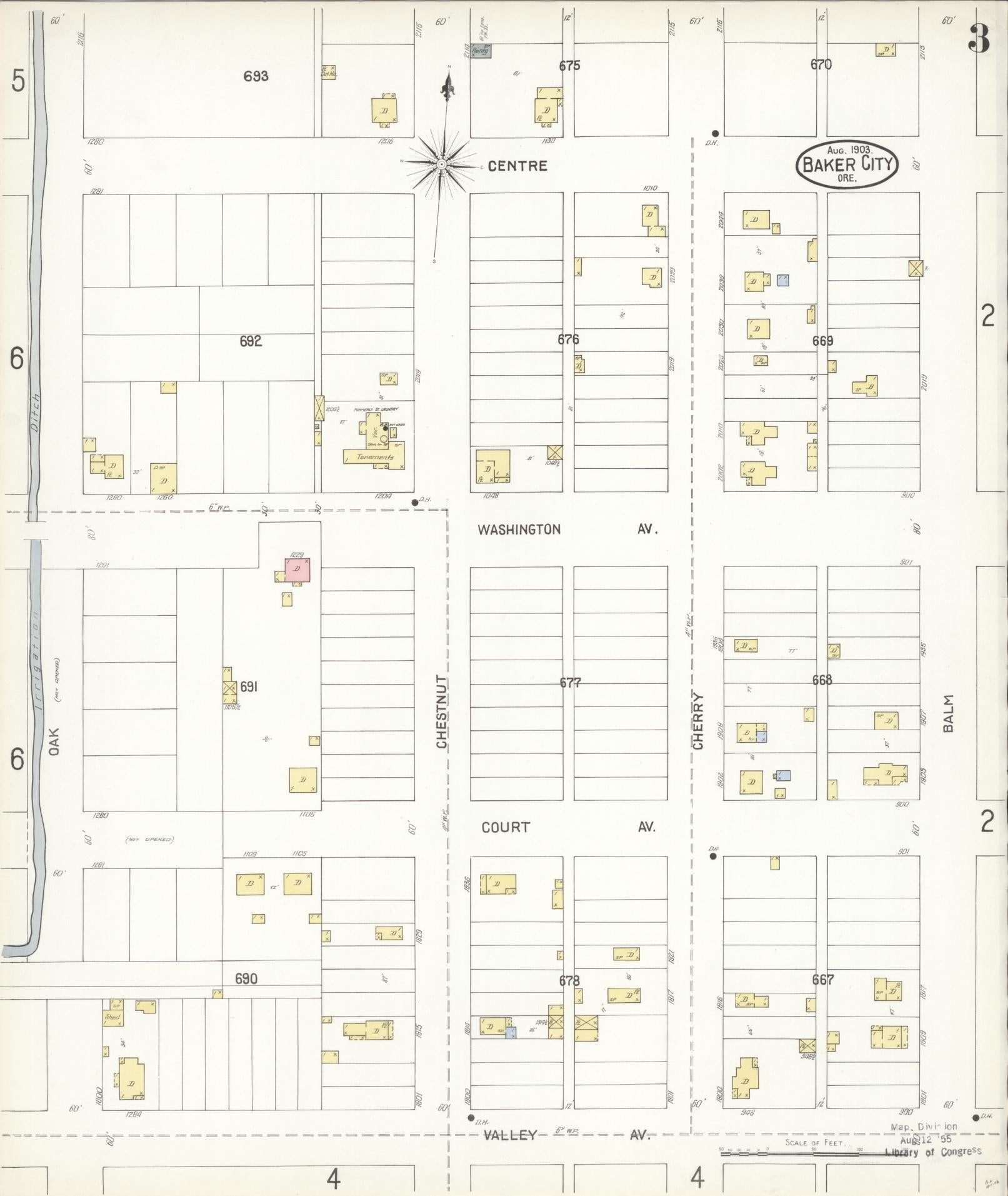 Sanborn Fire Insurance Map from Baker, Baker County, Oregon (1903), Sheet #0003 - Complete Map Set gallery image, historic Sanborn map, vintage wall art, Oregon Oregon
