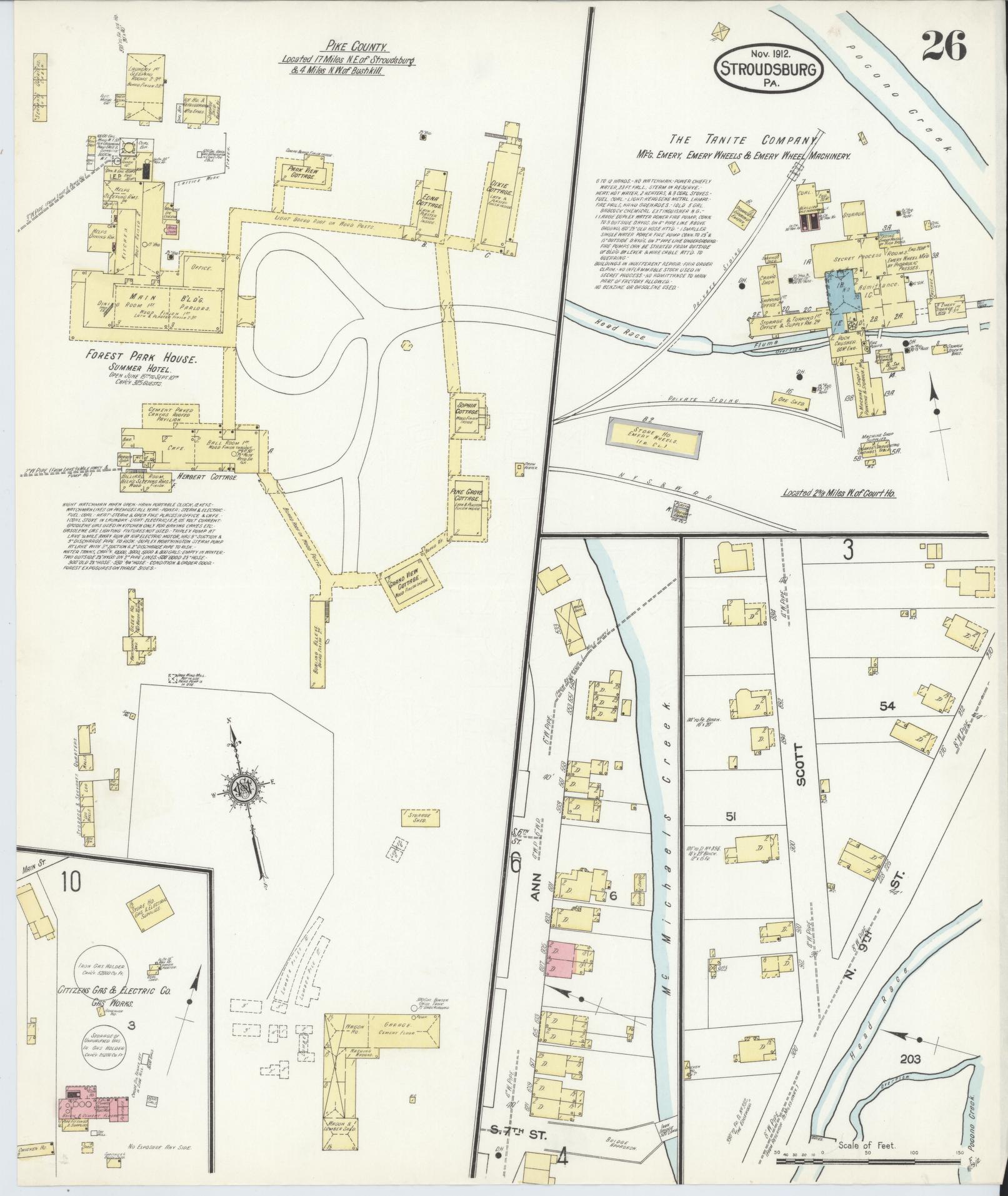 Sanborn Fire Insurance Map from Stroudsburg, Monroe County, Pennsylvania (1912), Sheet #0026 - Complete Map Set gallery image, historic Sanborn map, vintage wall art, Pennsylvania Pennsylvania