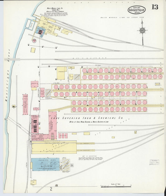 Sanborn Fire Insurance Map from Manistique, Schoolcraft County, Michigan (1914), Sheet #0013 - Historic Sanborn Fire Insurance Map Print, vintage old map wall art, antique decor, genealogy gift, Michigan Michigan map