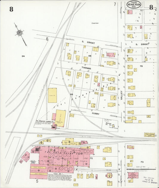 Sanborn Fire Insurance Map from Minerva, Stark And Carroll Counties, Ohio (1925), Sheet #0008 - Historic Sanborn Fire Insurance Map Print, vintage old map wall art, antique decor, genealogy gift, Ohio Ohio map