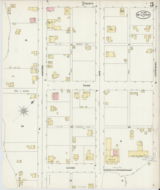 Sanborn Fire Insurance Map from Milford, Pike County, Pennsylvania (1897), Sheet #0003 - Historic Sanborn Fire Insurance Map Print, vintage old map wall art, antique decor, genealogy gift, Pennsylvania Pennsylvania map