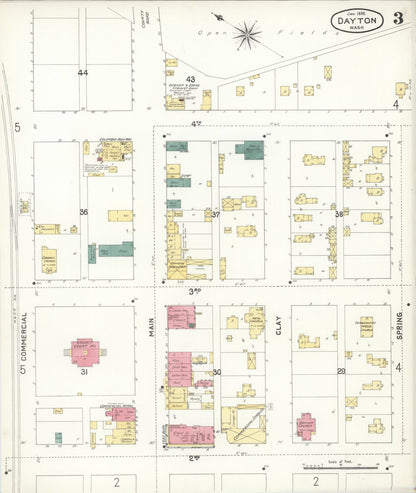 Sanborn Fire Insurance Map from Dayton, Columbia County, Washington (1896), Sheet #0003 - Complete Map Set gallery image, historic Sanborn map, vintage wall art, Washington Washington