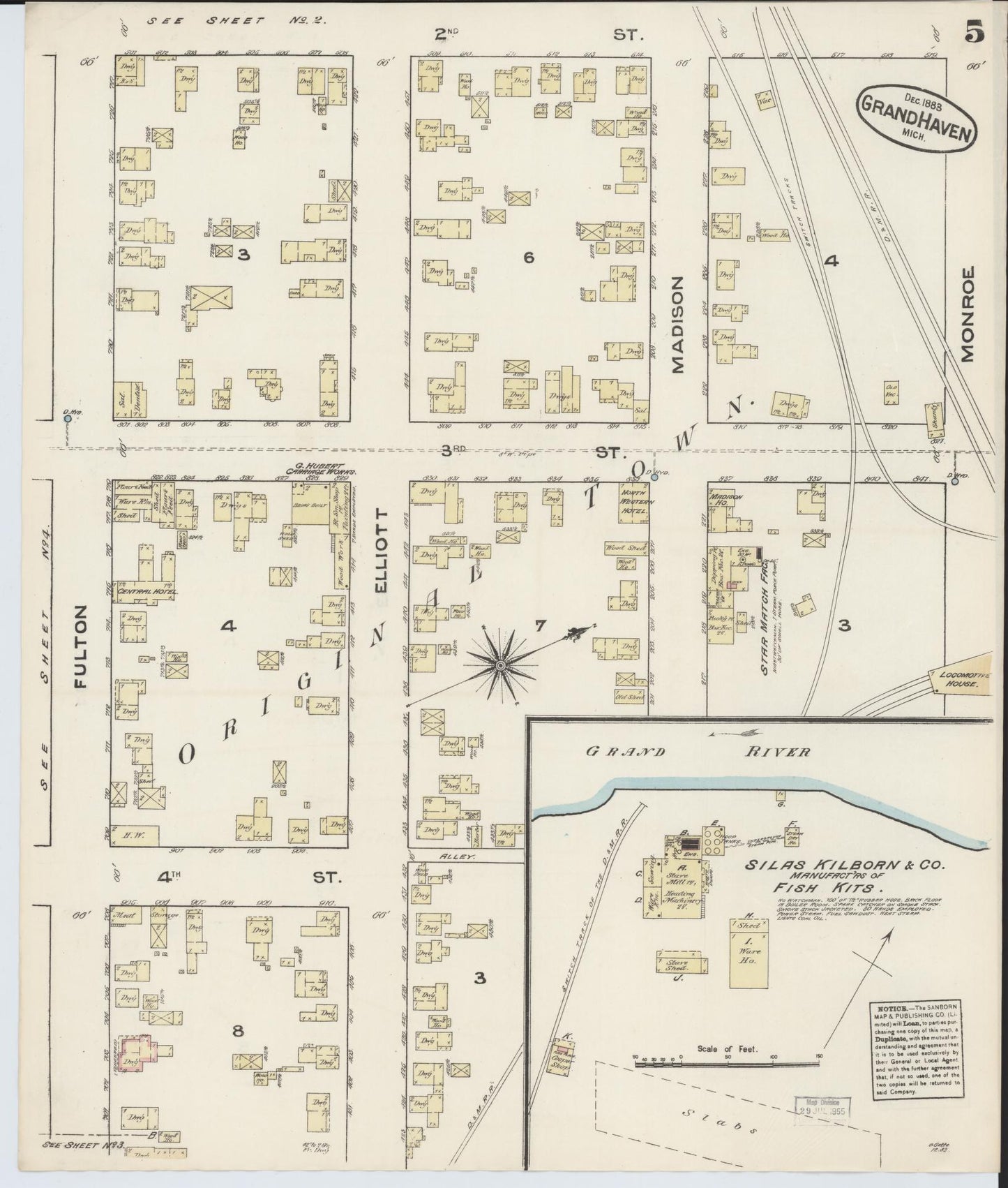 Sanborn Fire Insurance Map from Grand Haven, Ottawa County, Michigan (1883), Sheet #0005 - Complete Map Set gallery image, historic Sanborn map, vintage wall art, Michigan Michigan