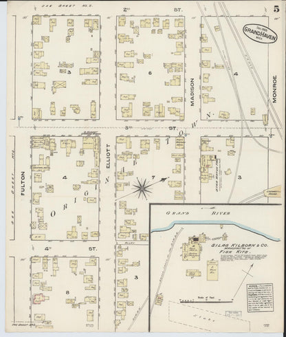 Sanborn Fire Insurance Map from Grand Haven, Ottawa County, Michigan (1883), Sheet #0005 - Complete Map Set gallery image, historic Sanborn map, vintage wall art, Michigan Michigan
