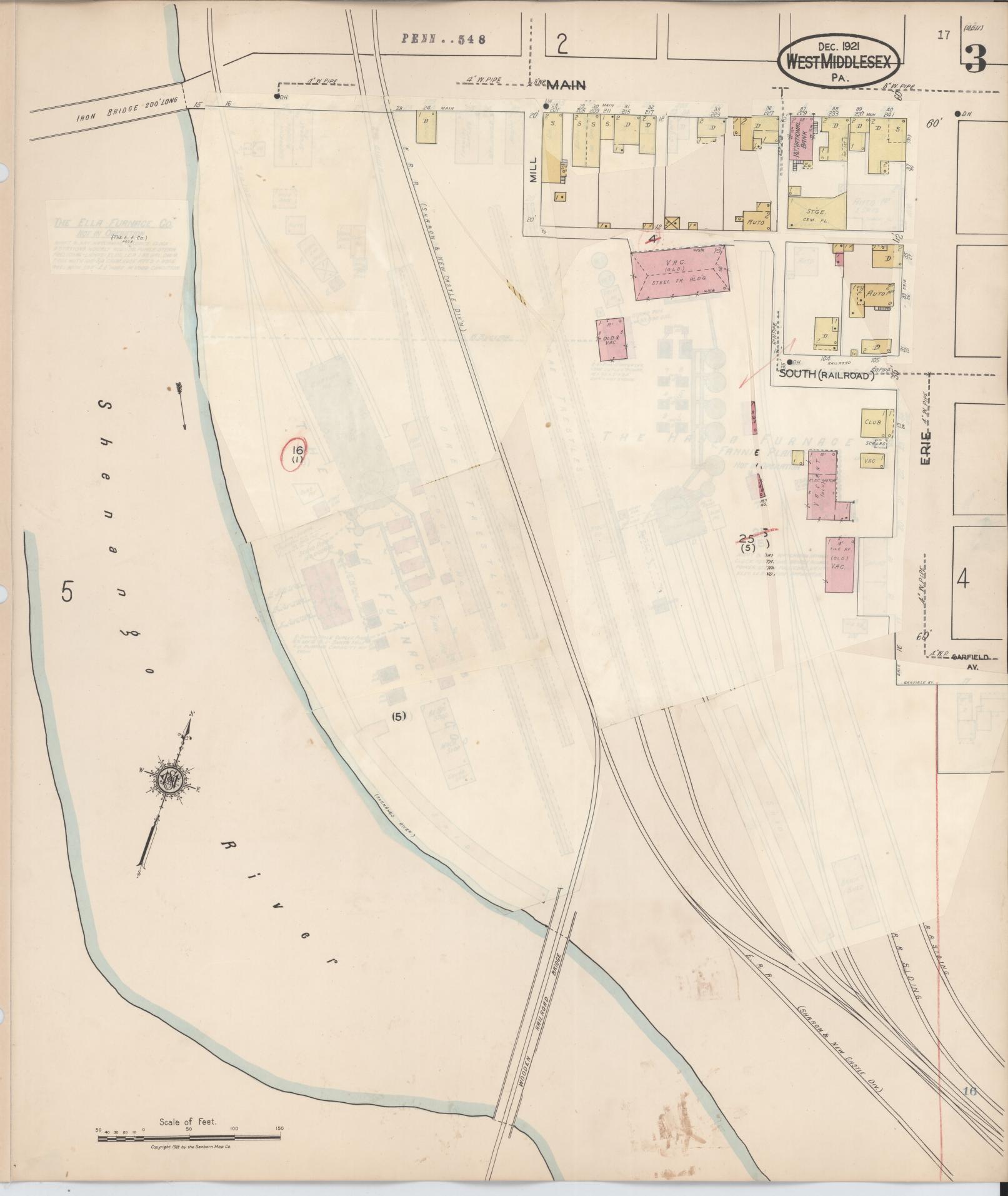 Sanborn Fire Insurance Map from West Middlesex, Mercer County, Pennsylvania (1937), Sheet #0003 - Historic Sanborn Fire Insurance Map Print, vintage old map wall art, antique decor, genealogy gift, Pennsylvania Pennsylvania map