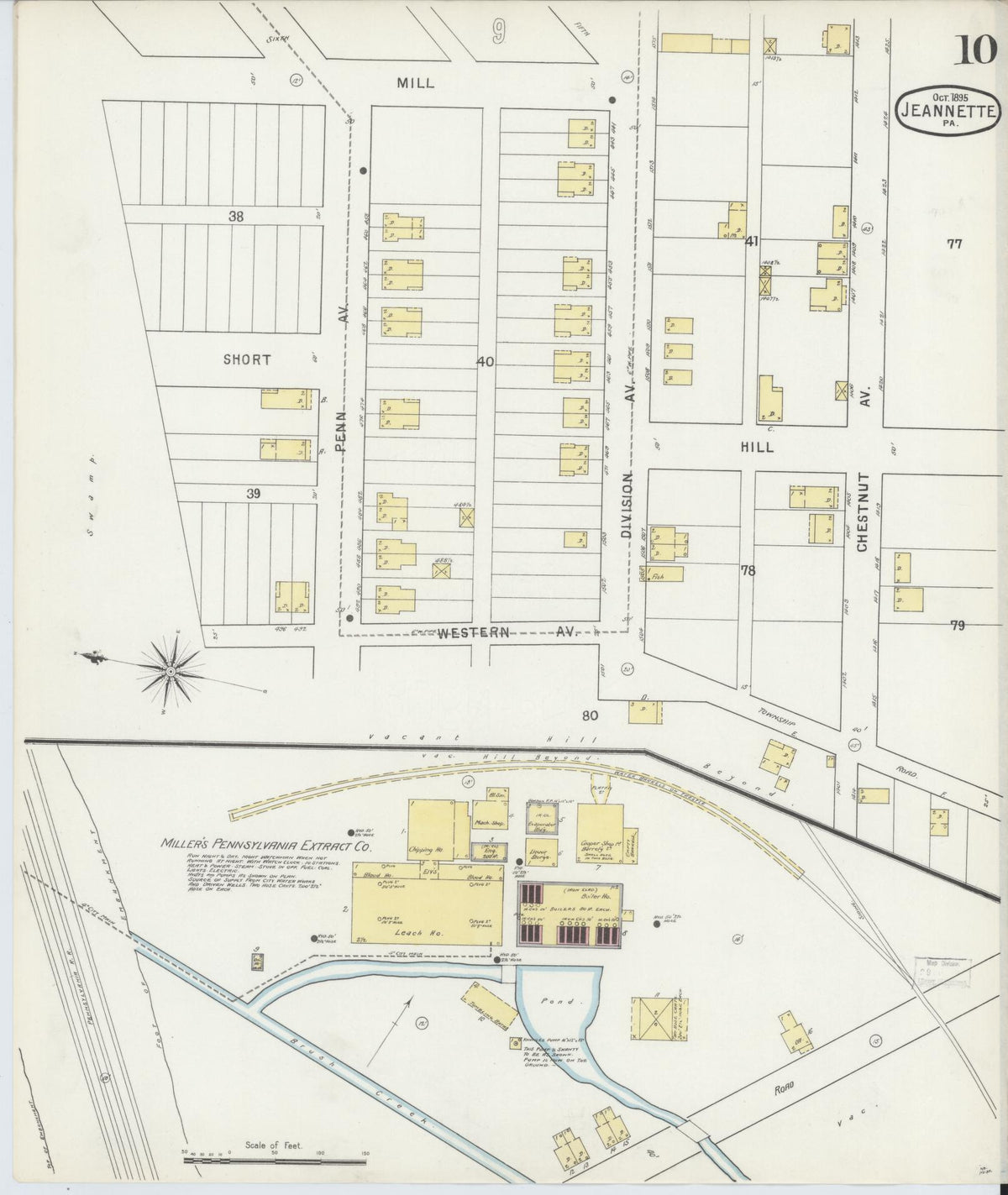 Sanborn Fire Insurance Map from Jeannette, Westmoreland County, Pennsylvania (1895), Sheet #0010 - Historic Sanborn Fire Insurance Map Print, vintage old map wall art, antique decor, genealogy gift, Pennsylvania Pennsylvania map