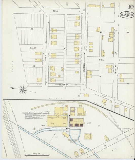 Sanborn Fire Insurance Map from Jeannette, Westmoreland County, Pennsylvania (1895), Sheet #0010 - Historic Sanborn Fire Insurance Map Print, vintage old map wall art, antique decor, genealogy gift, Pennsylvania Pennsylvania map