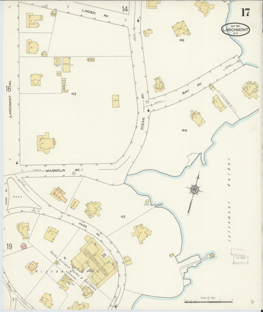 Sanborn Fire Insurance Map from Larchmont, Westchester County, New York (1911), Sheet #0017 - Historic Sanborn Fire Insurance Map Print, vintage old map wall art, antique decor, genealogy gift, New York New York map