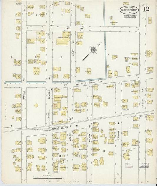 Sanborn Fire Insurance Map from Old Orchard, York County, Maine (1913), Sheet #0012 - Historic Sanborn Fire Insurance Map Print, vintage old map wall art, antique decor, genealogy gift, Maine Maine map