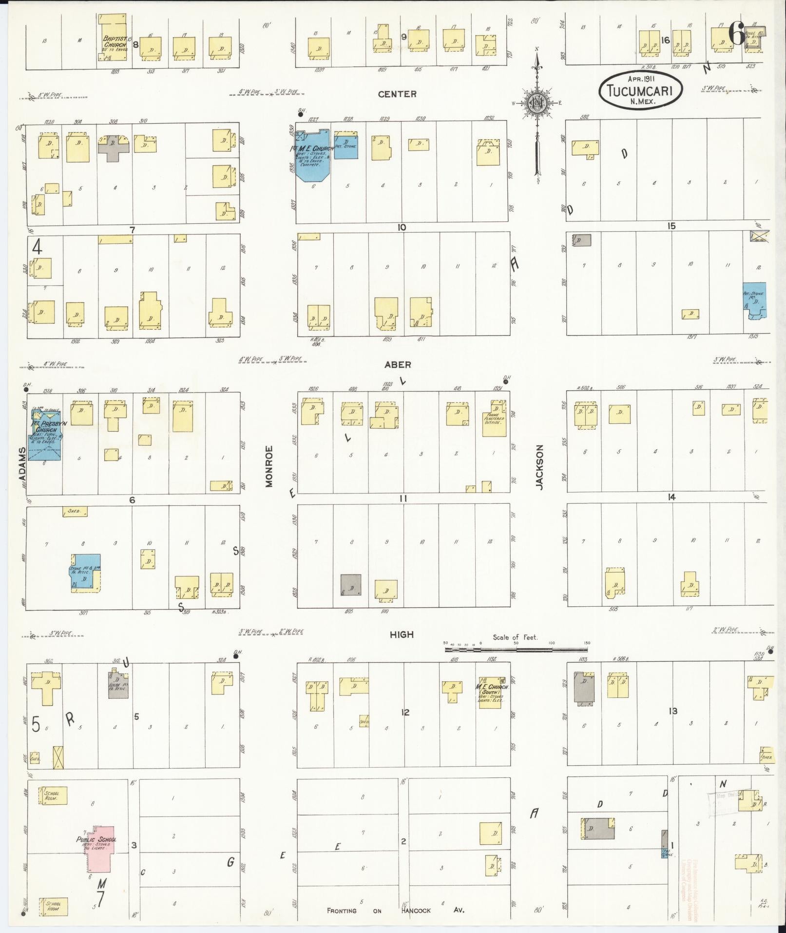 Sanborn Fire Insurance Map from Tucumcari, Quay County, New Mexico (1911), Sheet #0006 - Complete Map Set gallery image, historic Sanborn map, vintage wall art, New Mexico New Mexico