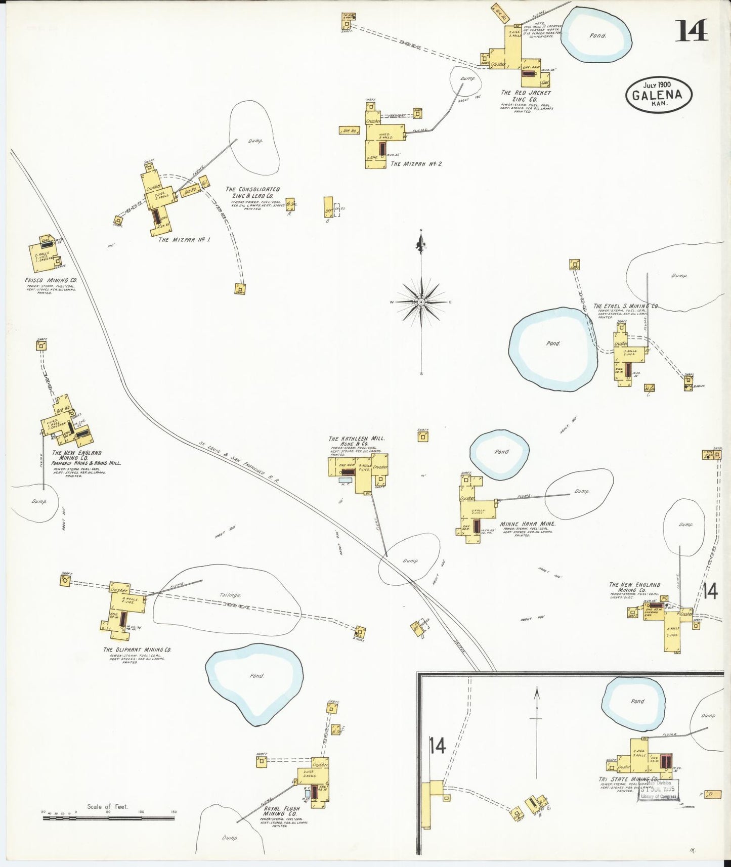 Sanborn Fire Insurance Map from Galena, Cherokee County, Kansas (1900), Sheet #0014 - Complete Map Set gallery image, historic Sanborn map, vintage wall art, Kansas Kansas