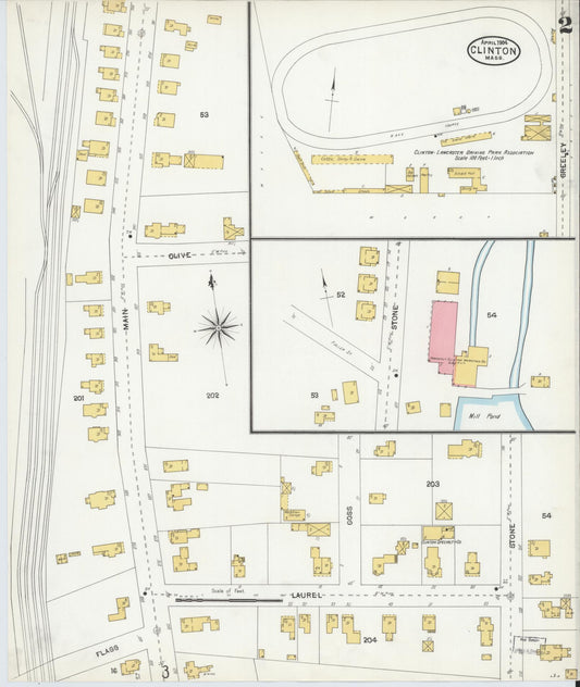 Sanborn Fire Insurance Map from Clinton, Worcester County, Massachusetts (1904), Sheet #0002 - Historic Sanborn Fire Insurance Map Print, vintage old map wall art, antique decor, genealogy gift, Massachusetts Massachusetts map