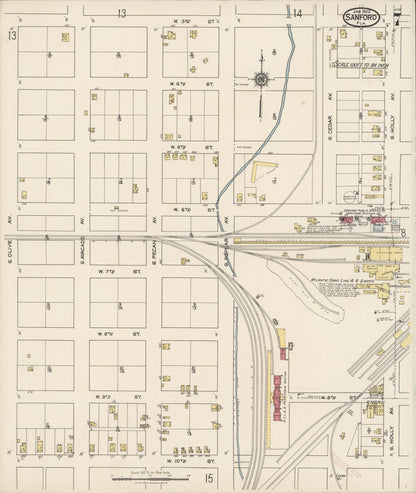 Sanborn Fire Insurance Map from Sanford, Seminole County, Florida (1922), Sheet #0007 - Historic Sanborn Fire Insurance Map Print, vintage old map wall art, antique decor, genealogy gift, Florida Florida map